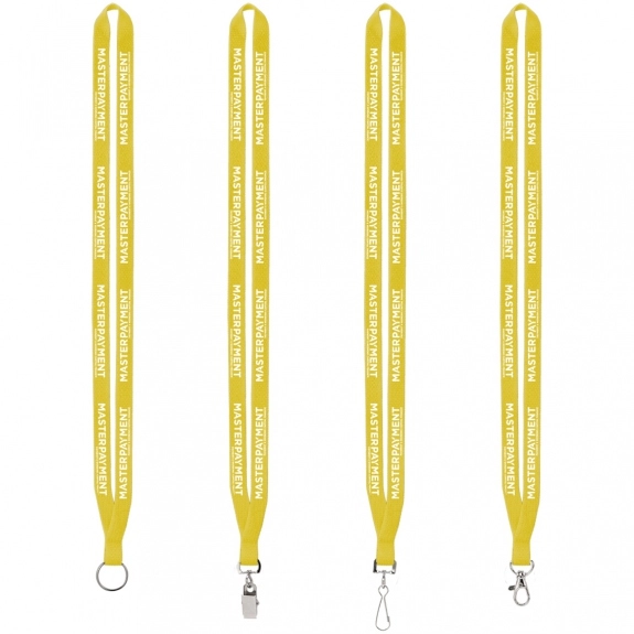 Yellow Polyester Sewn Custom Lanyards w/ Silver Split Ring - .5"w