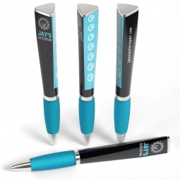 Teal Full Color Tri-Ad Promotional Pen w/ Grip