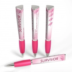 Pink Full Color Tri-Ad Promotional Pen w/ Grip