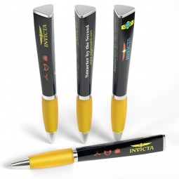 Yellow Full Color Tri-Ad Promotional Pen w/ Grip