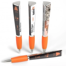 Orange Full Color Tri-Ad Promotional Pen w/ Grip