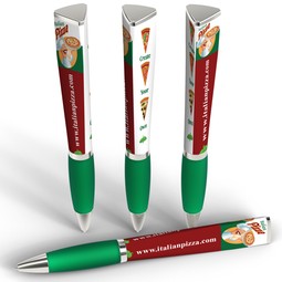 Dark Green Full Color Tri-Ad Promotional Pen w/ Grip