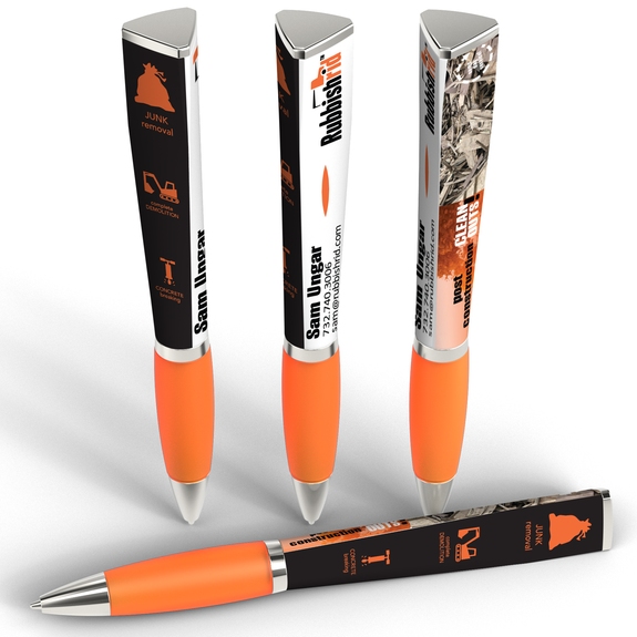Orange Full Color Tri-Ad Promotional Pen w/ Grip