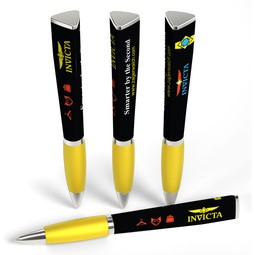 Yellow Full Color Tri-Ad Promotional Pen w/ Grip