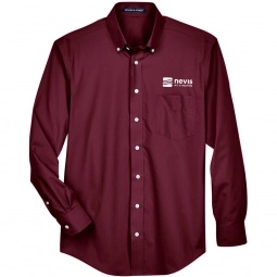 Burgundy Devon & Jones Solid Broadcloth Custom Dress Shirt - Men's