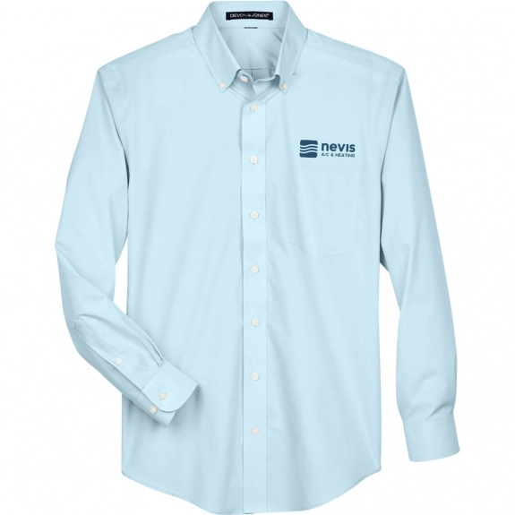 Crystal Blue Devon & Jones Solid Broadcloth Custom Dress Shirt - Men's