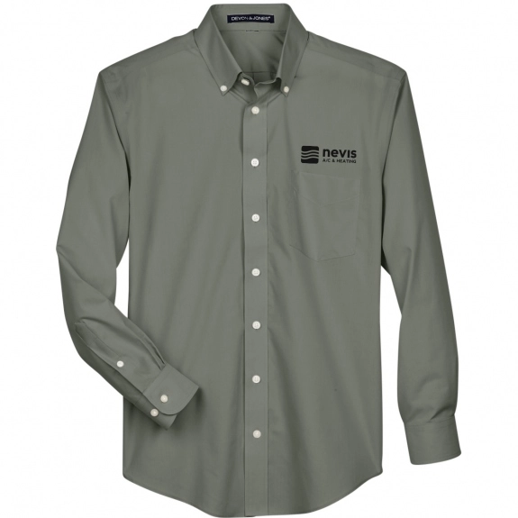 Dill Devon & Jones Solid Broadcloth Custom Dress Shirt - Men's