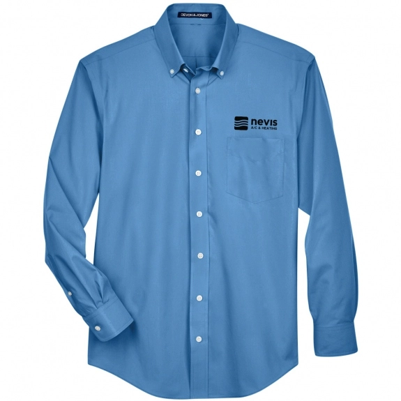 French Blue Devon & Jones Solid Broadcloth Custom Dress Shirt - Men's
