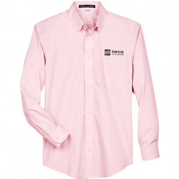 Pink Devon & Jones Solid Broadcloth Custom Dress Shirt - Men's