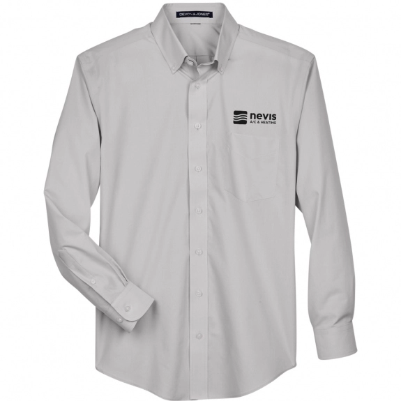 Silver Devon & Jones Solid Broadcloth Custom Dress Shirt - Men's