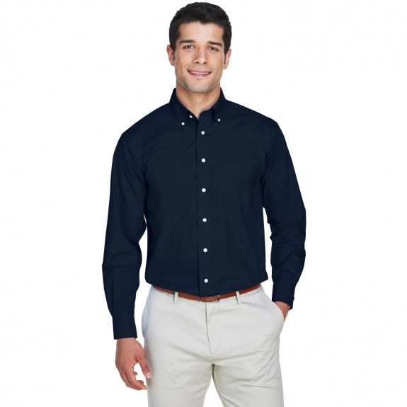 Front Devon & Jones Solid Broadcloth Custom Dress Shirt - Men's