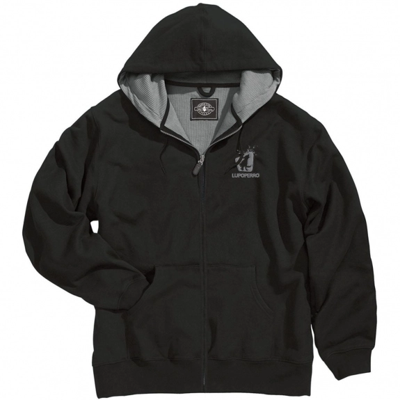 Black Charles River Thermal Hoodie Full Zip Custom Sweatshirt - Men's