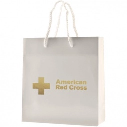 White Glossy Laminated Promotional Shopping Bag - 6"w x 6"h x 3.5"d