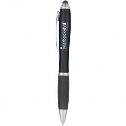 Black/Black Ergonomic Stylus Custom Pen w/ Rubber Grip