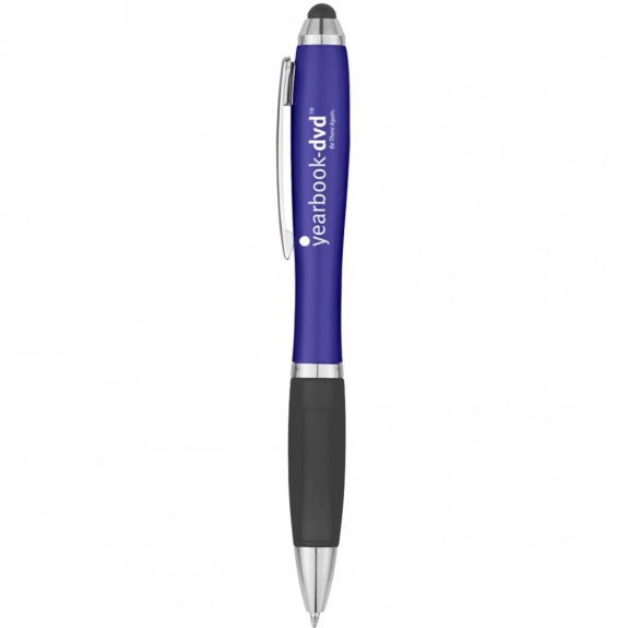 Black/Blue Ergonomic Stylus Custom Pen w/ Rubber Grip
