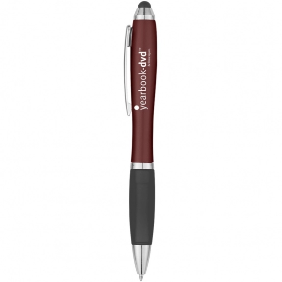 Black/Burgundy Ergonomic Stylus Custom Pen w/ Rubber Grip