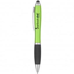 Black/Lime Green Ergonomic Stylus Custom Pen w/ Rubber Grip