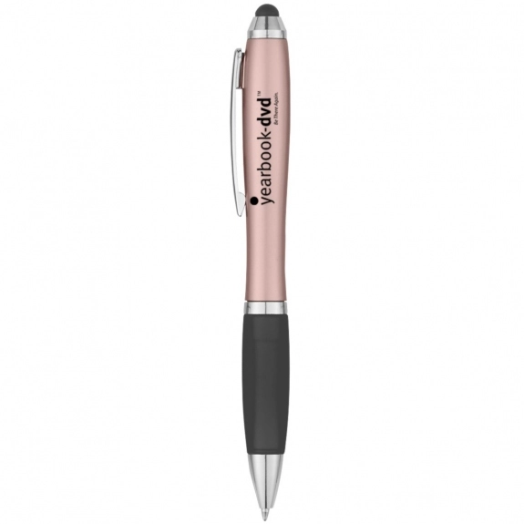 Metallic Rose Gold Ergonomic Stylus Custom Pen w/ Rubber Grip