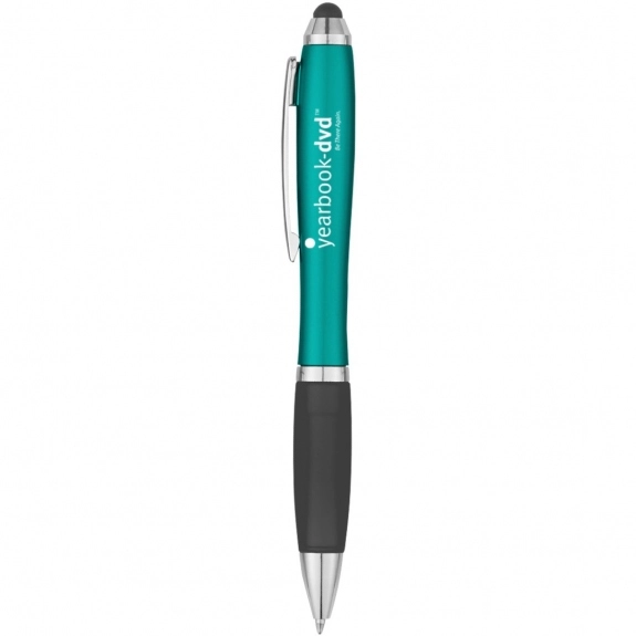 Metallic Teal Ergonomic Stylus Custom Pen w/ Rubber Grip