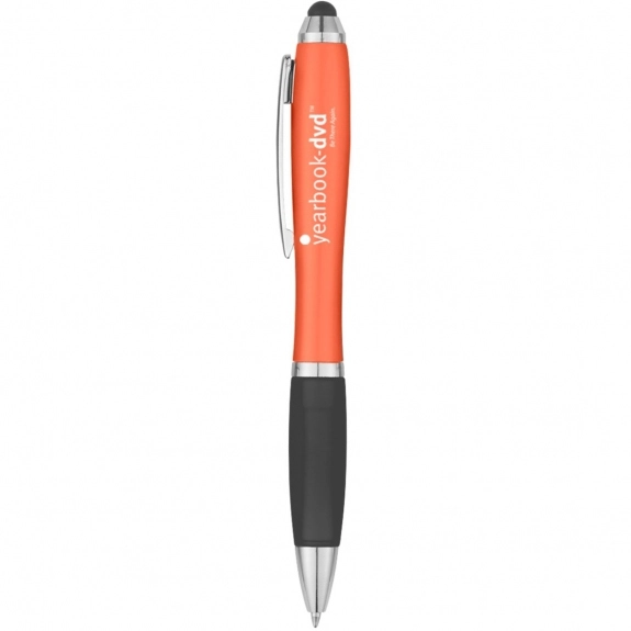 Black/Orange Ergonomic Stylus Custom Pen w/ Rubber Grip