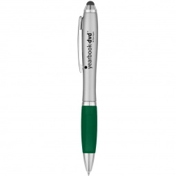 Silver/Green Ergonomic Stylus Custom Pen w/ Rubber Grip