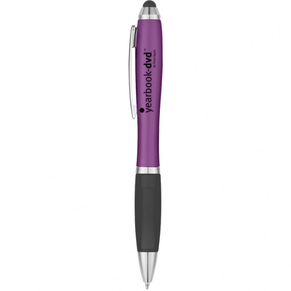 Black/Purple Ergonomic Stylus Custom Pen w/ Rubber Grip