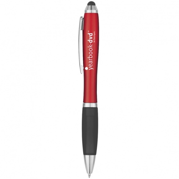 Black/Red Ergonomic Stylus Custom Pen w/ Rubber Grip