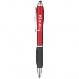 Black/Red Ergonomic Stylus Custom Pen w/ Rubber Grip