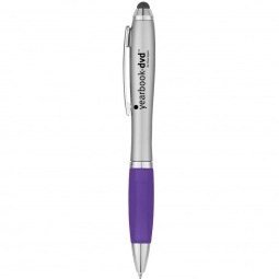 Silver/Purple Ergonomic Stylus Custom Pen w/ Rubber Grip