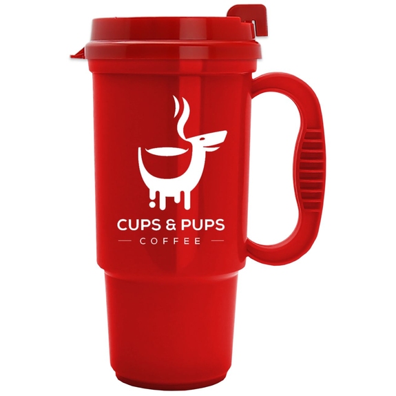 Transparent Red Recycled Promotional Travel Mug - 16 oz.