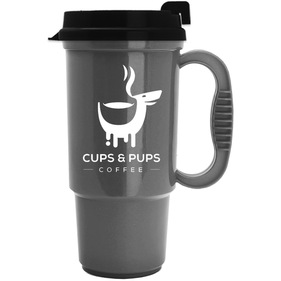 Metallic Silver Recycled Promotional Travel Mug - 16 oz.