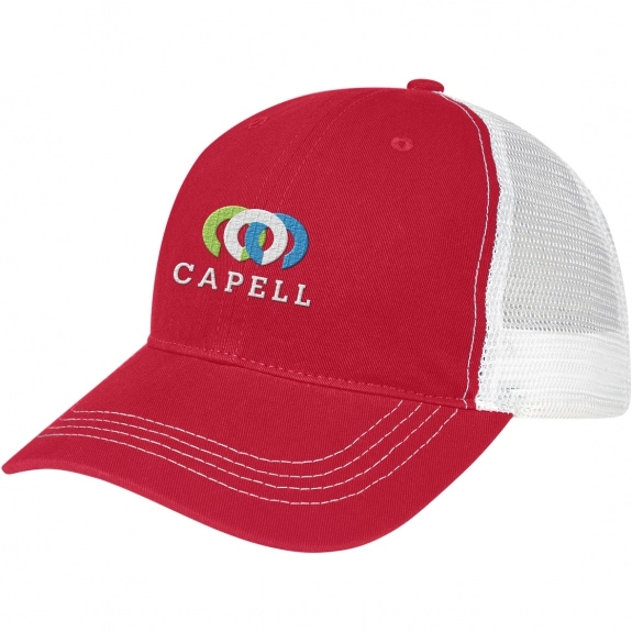 Red - Cotton Twill Promotional Cap w/ Mesh Back