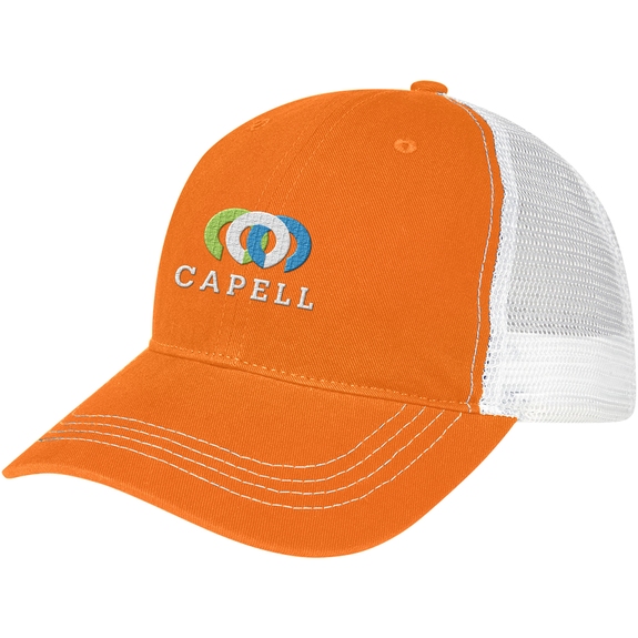 Orange - Cotton Twill Promotional Cap w/ Mesh Back