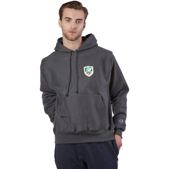 Charcoal Heather Champion Reverse Weave Embroidered Custom Hoodie