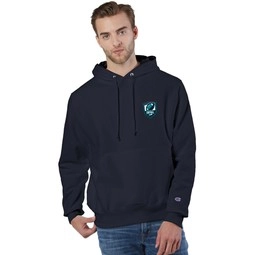 Navy Blue Champion Reverse Weave Embroidered Custom Hoodie