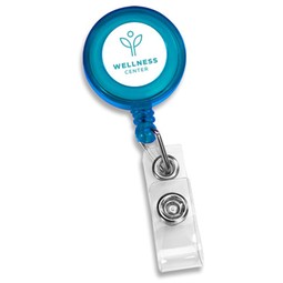Translucent Blue - Retract-A-Badge Round Custom Logo Badge Holder