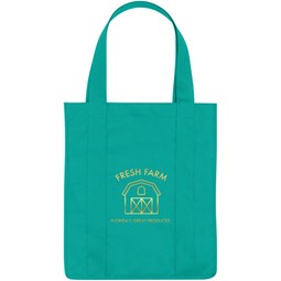 Teal - Water Resistant Non-Woven Custom Shopper Tote - 13"w x 15"h x 10"d
