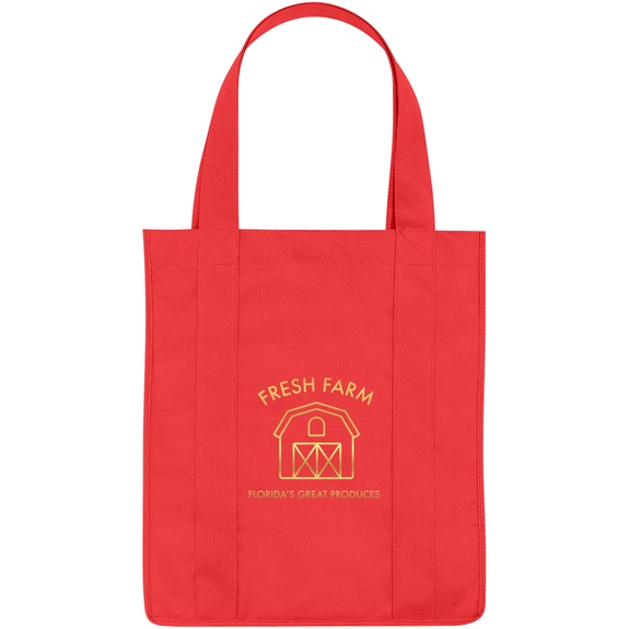 Red - Water Resistant Non-Woven Custom Shopper Tote - 13"w x 15"h x 10"d