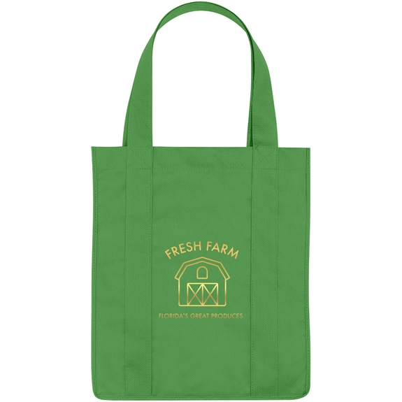 Kelly green Water Resistant Non-Woven Custom Shopper Tote - 13"w x 15"h x 1
