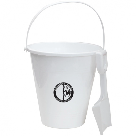 White Promotional Beach Pail and Shovel - 6"