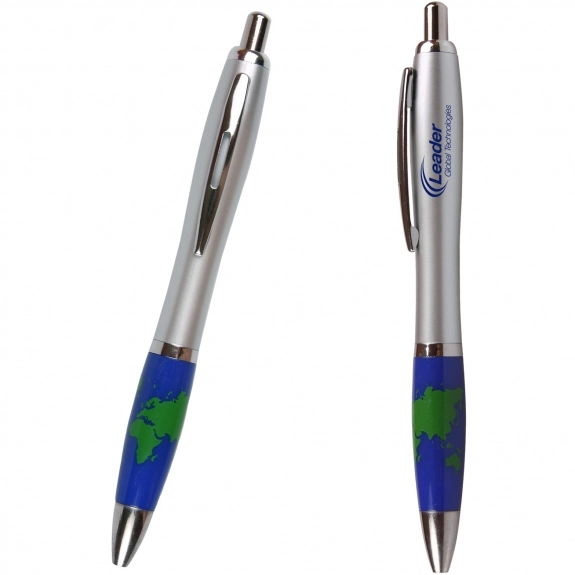 Silver Emissary Click Promotional Pen - Global Theme