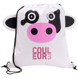 Black/White Paws & Claws Promotional Drawstring Backpack - Cow