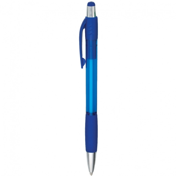 Translucent Dark Blue Retractable Translucent Custom Pens w/ Textured Grip