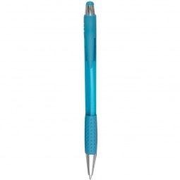 Translucent Light Blue Retractable Translucent Custom Pens w/ Textured Grip