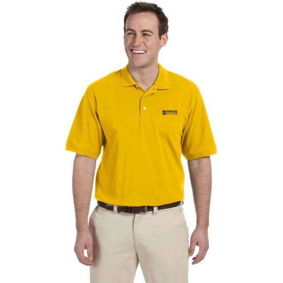 Sunray Yellow Harriton Easy Blend Custom Polo Shirts - Men's