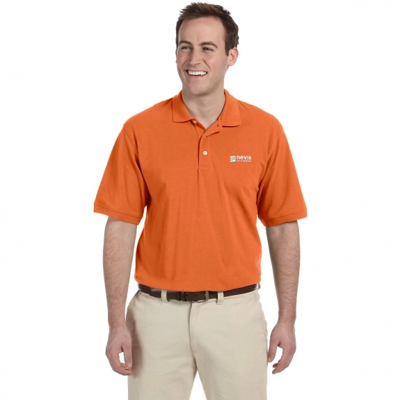 Team Orange Harriton Easy Blend Custom Polo Shirts - Men's