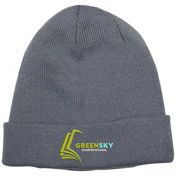Charcoal Gray - Embroidered Custom Knit Beanie w/ Cuff