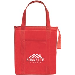 Red - Non-Woven Insulated Branded Shopper Tote - 13"w x 15"h x 9"d