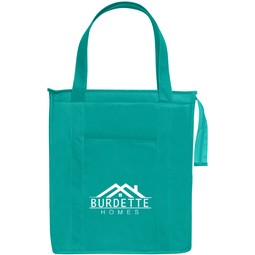 Teal - Non-Woven Insulated Branded Shopper Tote - 13"w x 15"h x 9"d