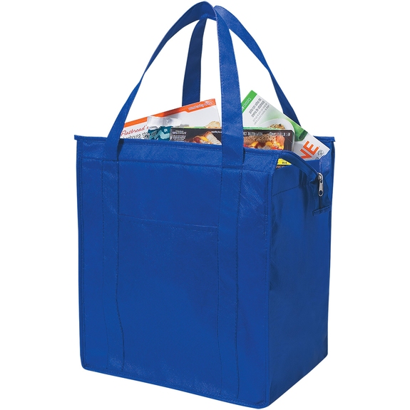 In Use - Non-Woven Insulated Branded Shopper Tote - 13"w x 15"h x 9"d